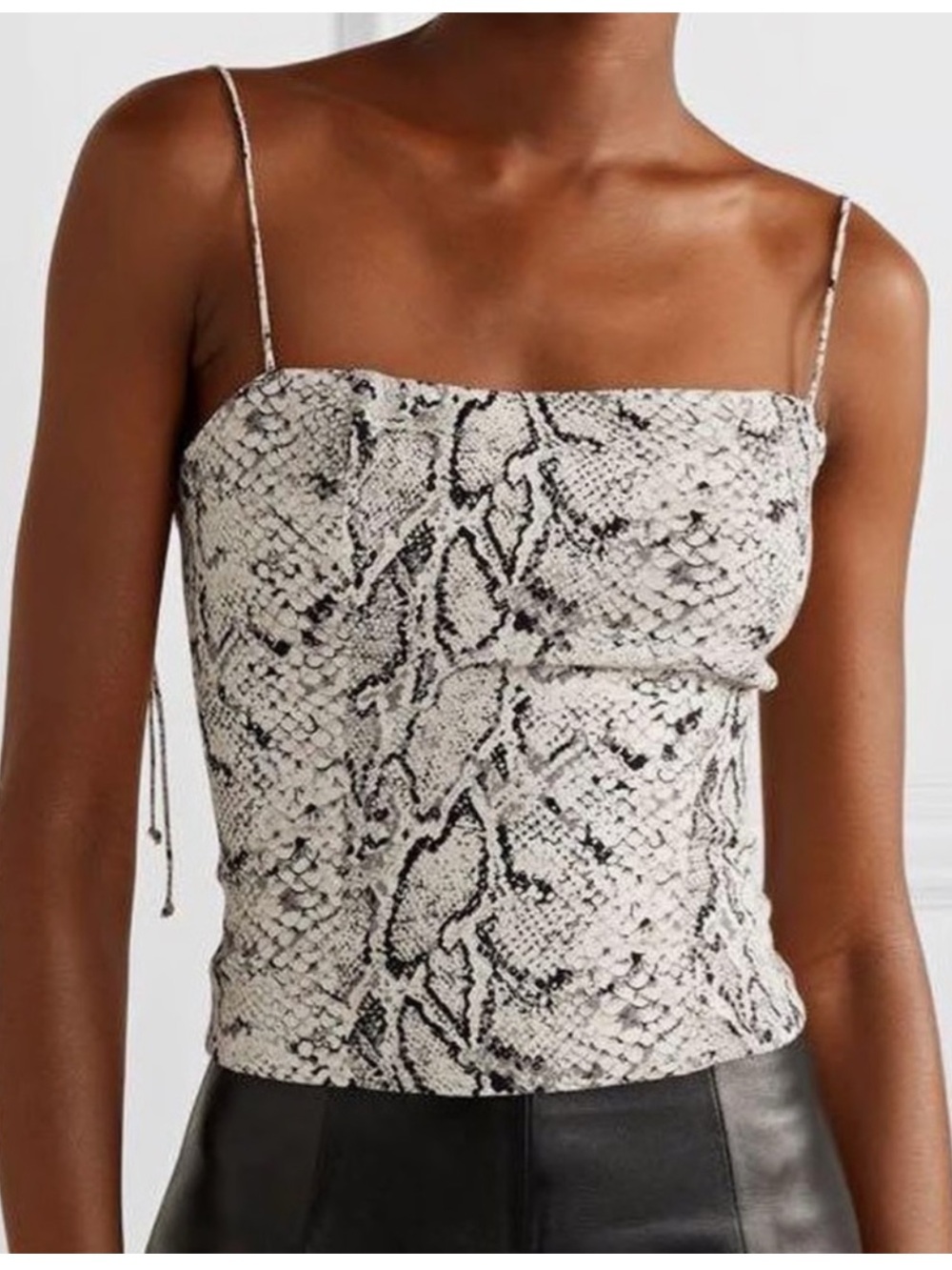 Reformation Snake-Print Spaghetti Strap Cami - White/Black